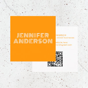 Modern Minimal Yellow Typography Custom QR Code Square Business Card
