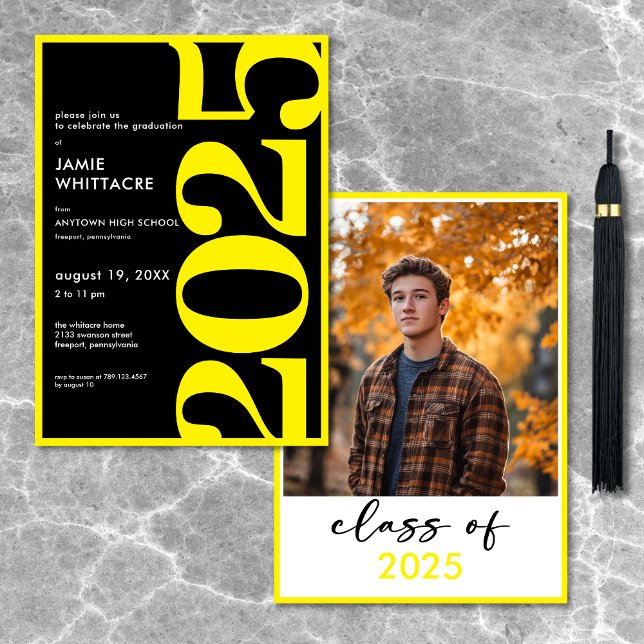 Modern Minimal Yellow Typography Graduation Party Invitation (Modern Minimal Yellow Typography Graduation Party Invitation)