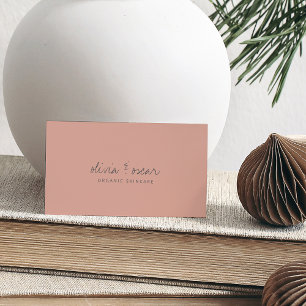 Modern MinimalHandwritten Script Dusty Rose Grey Business Card