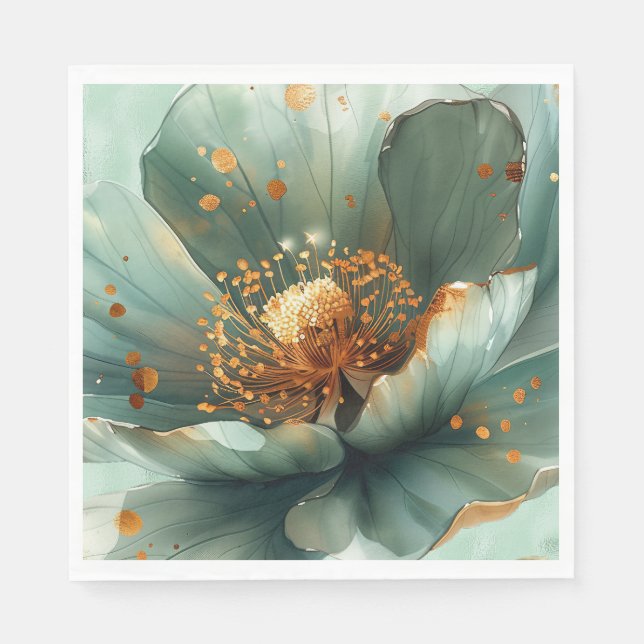 Modern Minimalis Emerald and White Wedding Napkins (Front)