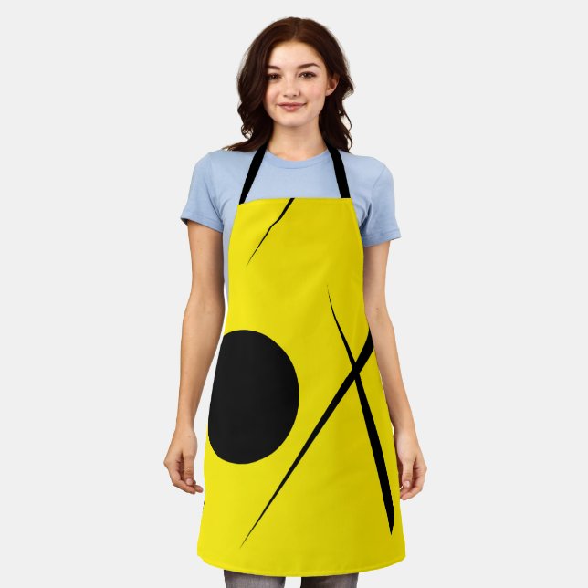 Modern Minimalism Abstract Art Yellow Black Apron (Worn)