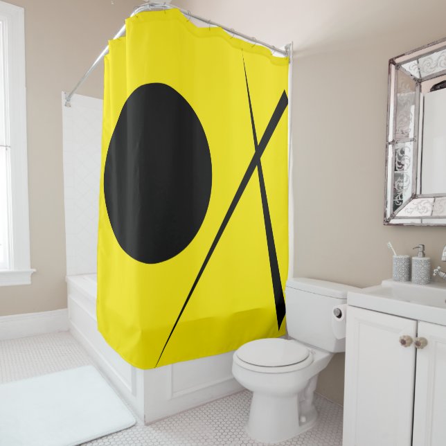 Modern Minimalism Abstract Art Yellow Black Shower Curtain (In Situ)