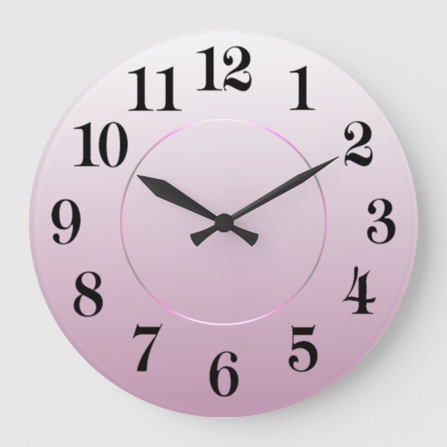 Modern Minimalism Black Pink Arabic Numbers Large Clock (Front)