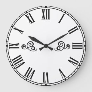 Modern Minimalism Black Roman Numbers  Large Clock