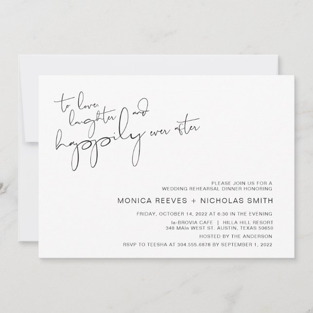 Modern Minimalism Casual Script Rehearsal Dinner Invitation (Front)