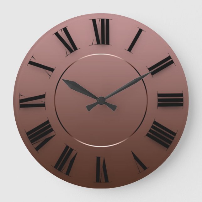 Modern Minimalism Coffee Brown Roman Numbers Large Clock (Front)
