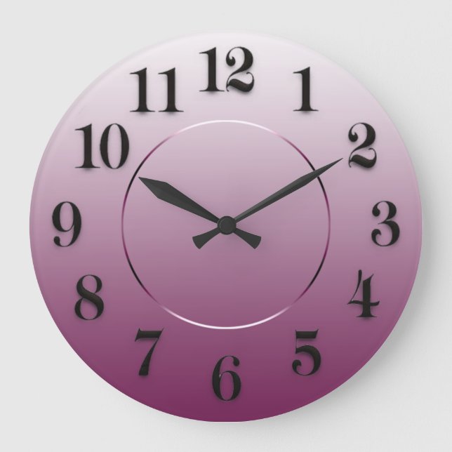 Modern Minimalism Eggplant Pink Arabic Numbers Large Clock (Front)