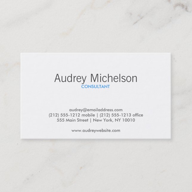 MODERN MINIMALISM GRAY/BLUE Business Card (Front)