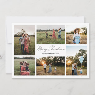 Modern Minimalism Merry Christmas 6 Photo Holiday Card