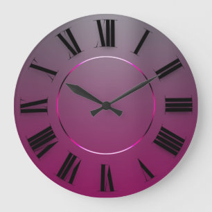 Modern Minimalism Pink Grey Ombre Roman Numbers Large Clock