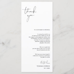 Modern Minimalism Script Place Setting Thank You Programme