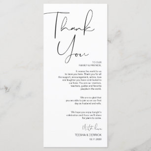 Modern Minimalism Script Place Setting Thank You Programme