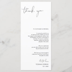 Modern Minimalism Script Place Setting Thank You Programme