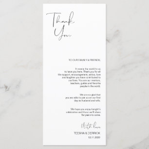 Modern Minimalism Script Place Setting Thank You Programme