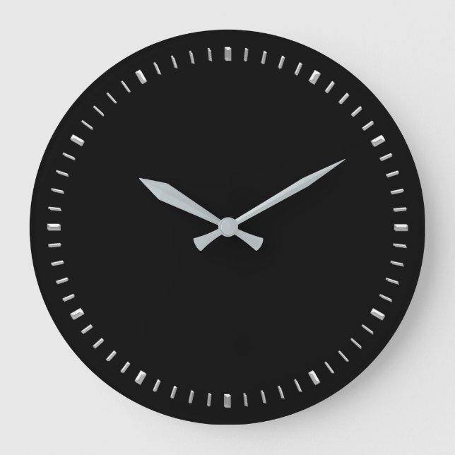 Modern Minimalism Silver Grey Black Abstract Large Clock (Front)