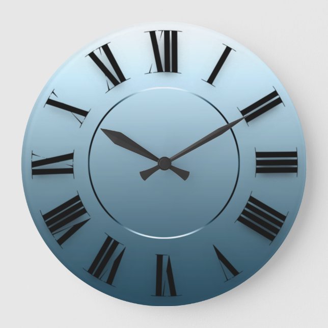 Modern Minimalism Teal Brown Roman Numbers Large Clock (Front)