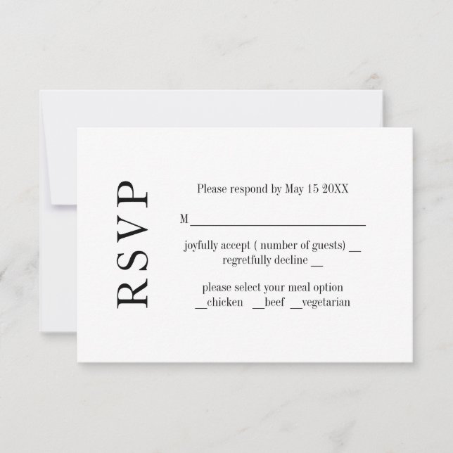 Modern Minimalism Wedding RSVP Card (Front)
