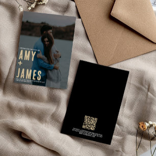 Modern Minimalism with Photo and QR Code wedding Invitation