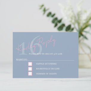 Modern Minimalist 16th RSVP Pink Blue Birthday Card