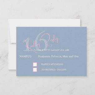 Modern Minimalist 16th RSVP Pink Blue Response