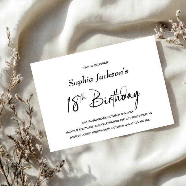 Modern Minimalist 18th Birthday Party Invitation (Creator Uploaded)
