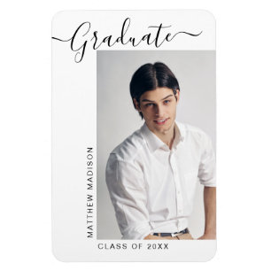 Modern Minimalist 1 Photo Grad Announcement Magnet
