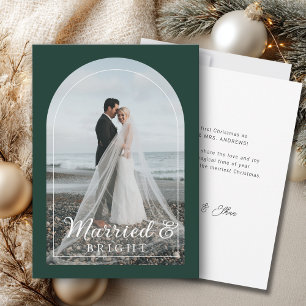 Modern Minimalist 1 Photo Married & Bright  Dankes Thank You Card