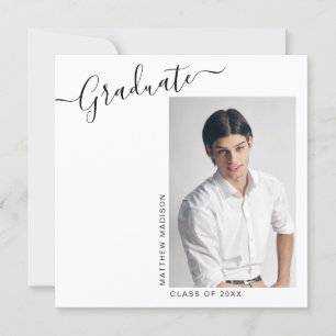 Modern Minimalist 1 Photo Square Graduation Announcement