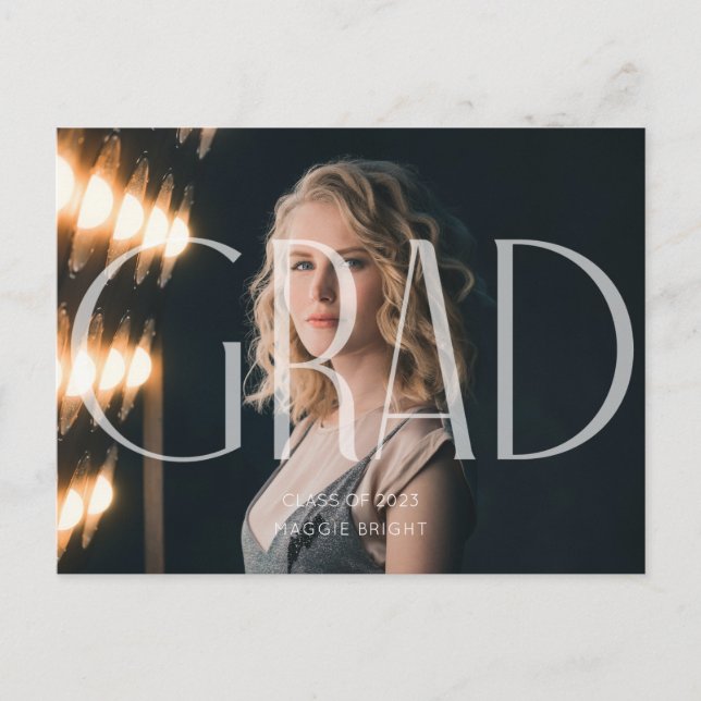 Modern minimalist 2023 graduate announcement   postcard (Front)