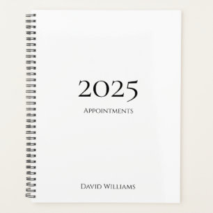 Modern Minimalist 2024 Black White Appointment  Planner