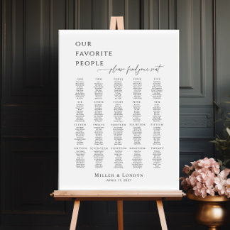 Modern minimalist 20 tables seating plan poster