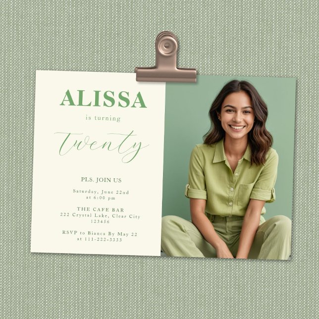 Modern Minimalist 20th Birthday Party Invitation (Creator Uploaded)