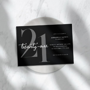Modern Minimalist 21st Birthday Invitation
