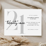 Modern Minimalist 21st Birthday Invitation<br><div class="desc">Modern minimalist 21st birthday invitation featuring simple design with chic typography and elegant script.</div>