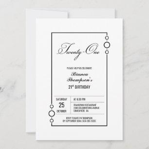 Modern Minimalist 21st Birthday Party Invitation