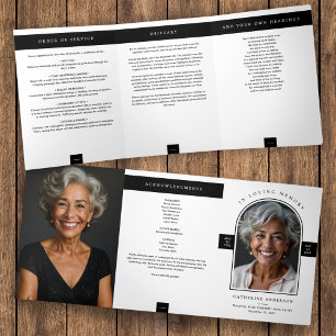 Modern Minimalist 2-Photo Funeral/Memorial Service Tri-Fold Programme