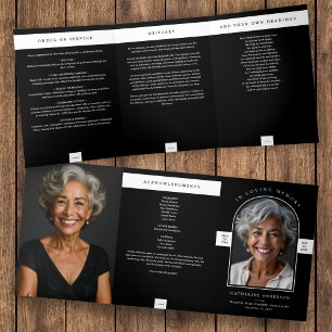 Modern Minimalist 2-Photo Funeral/Memorial Service Tri-Fold Programme
