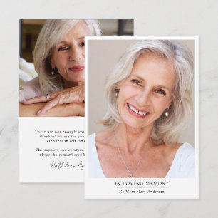 Modern Minimalist 2 Photo Funeral Sympathy Thank You Card