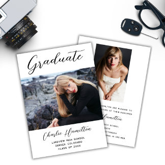 Modern Minimalist 2 Photo Graduation Announcement