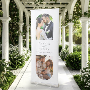Modern Minimalist 2 Photo Wedding Retractable Banner