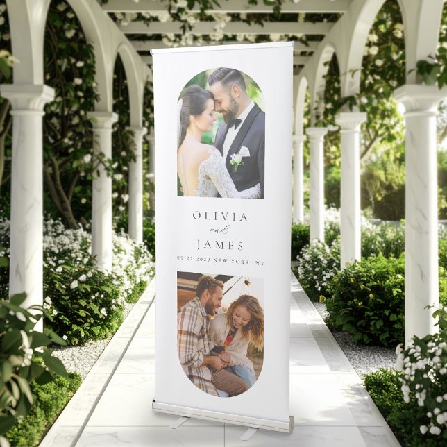 Modern Minimalist 2 Photo Wedding Retractable Banner (Creator Uploaded)