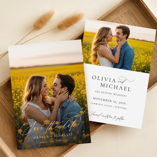 Modern Minimalist 2 Photo Wedding Save The Date (Creator Uploaded)