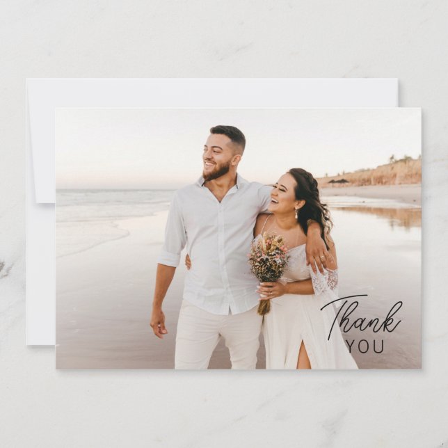 Modern Minimalist 2 Photos Thank You Card (Front)