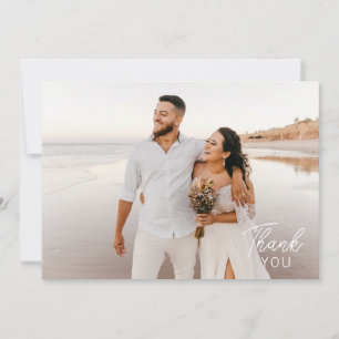 Modern Minimalist 2 Photos Thank You Card