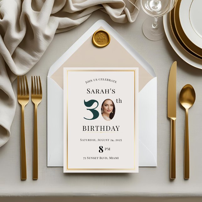 Modern Minimalist 30th Birthday Invitation (Creator Uploaded)