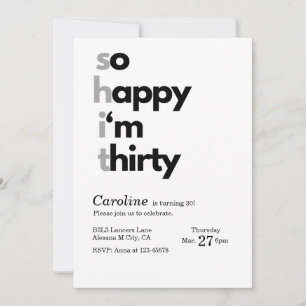 Modern Minimalist 30th Birthday Invitation Simple
