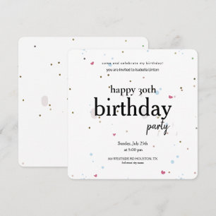 Modern Minimalist 30th Birthday Party, 30th Birth Invitation