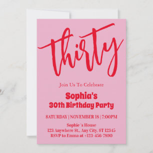 Modern Minimalist 30th Birthday Party Invitation