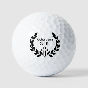 Modern Minimalist 3:16 Script with Cross Golf Balls