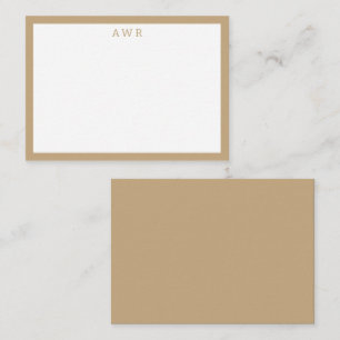 Modern Minimalist 3 Monogram One Border Beige Card
